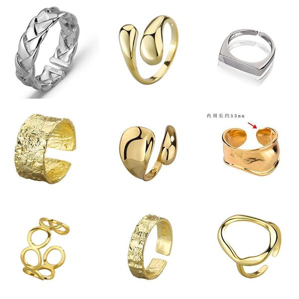 

wedding rings gold silver color minimalist glossy wide bump open geometric finger for women men couple jewelry valentine's gifts, Slivery;golden