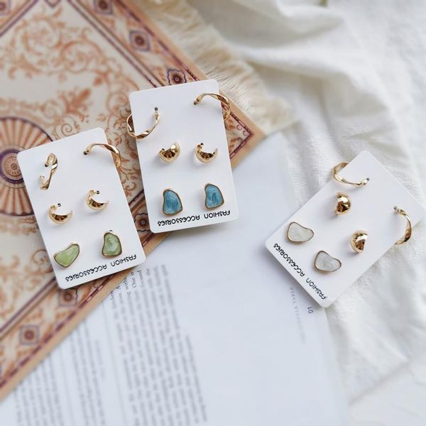 

hoop & huggie fashion irregular dripping simple gold color small earings round earrings set cold personality, Golden;silver
