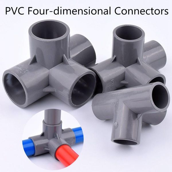 

2-15pcs 20/25/32mm grey pvc four-dimensional connectors garden irrigation water pipe connector aquarium adapter pipe adapter