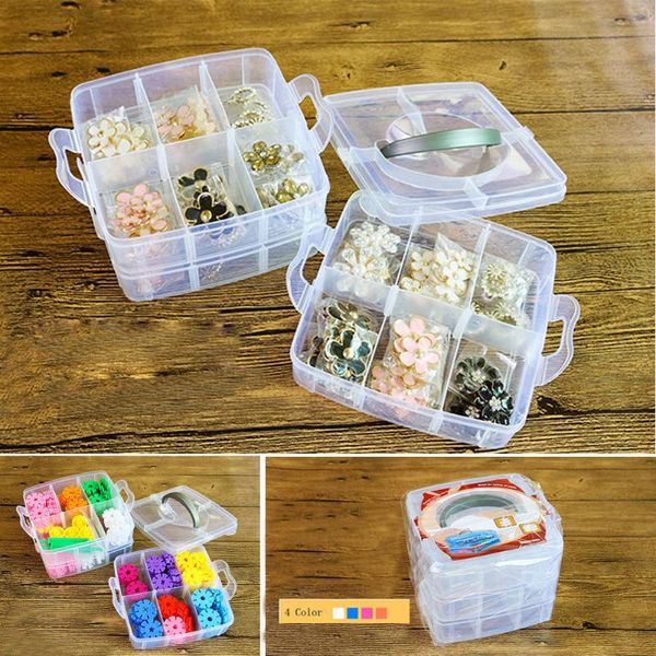 

storage boxes & bins brand 3 layers 18 grids removable plastic transparent box,jewelry/earring/tools container organizer