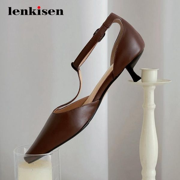 

dress shoes lenkisen vintage high fashion three colors gorgeous small square toe med strange heel buckle straps gentlewomen summer pumps l10, Black