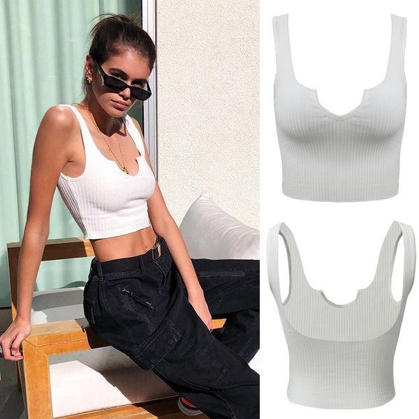 

2021 summer new products wear short vest with exposed navel and small v-neck simple cotton pit strip backless for women, Black;red