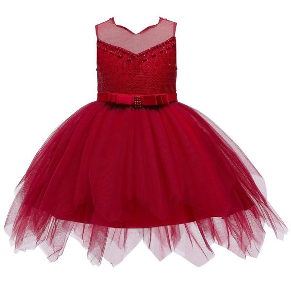 

girl's dresses 2021 kids dress for girls wedding tulle lace girl elegant princess party pageant formal gown teen children, Red;yellow