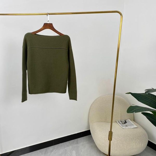 

women's sweaters knitted for women fashion 2021 autumn army green creamn long sleeve slash collar designer clothes, White;black