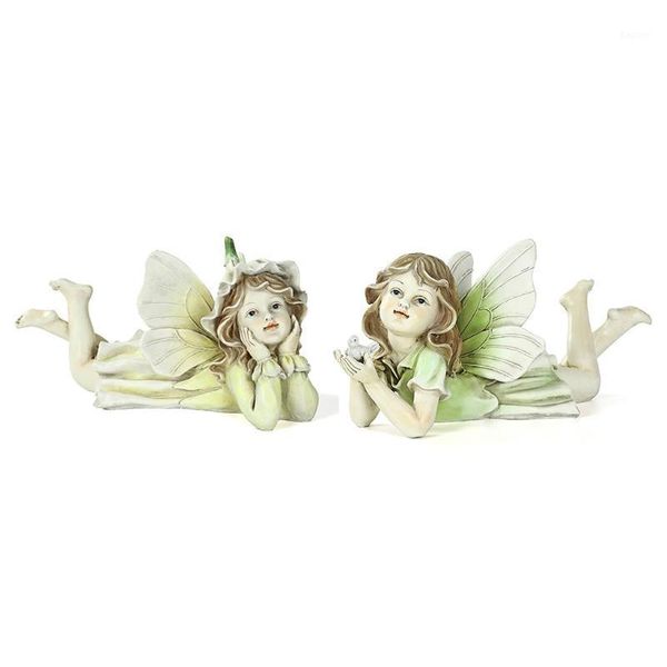 Objetos decorativos Figurines Fairy Garden - Luz Fadas em miniatura verde Acessórios para suprimentos de decoração ao ar livre ou de casa
