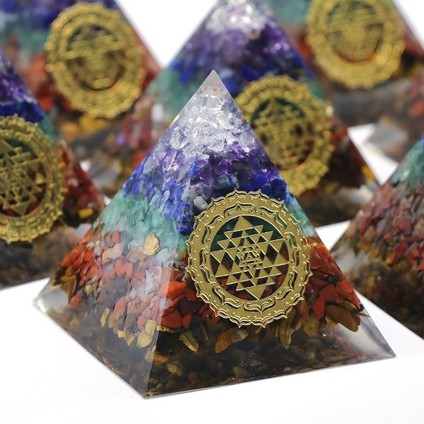 

decorative objects & figurines 6cm orgone pyramid amethyst peridot healing crystal energy generator blanacing orgonite pyramide protection m