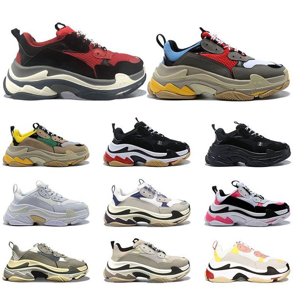 

triple s shoes fashion paris 17fw men women grey white black red pink beige purple yellow gold multi color mens platform sneaker