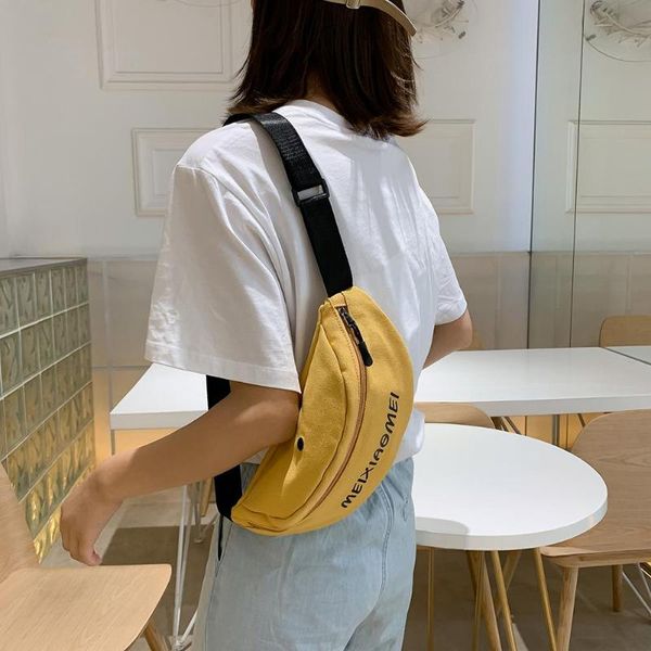 

new waist bag fanny pack women belt bags trend chest packs banana bag canvas material hip hop package bum pack cell phone pocket