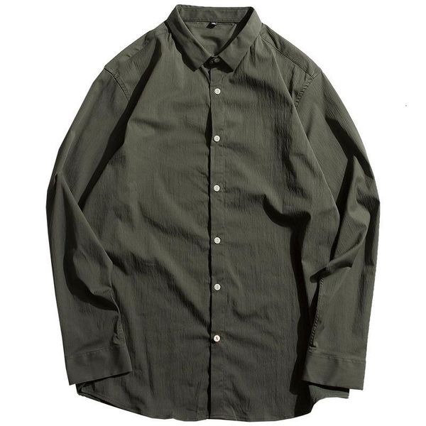 

fashion new men casual shirt 2021 autumn and winter elegant small square collar dress men's washed shirts slim fit shirt sale, White;black