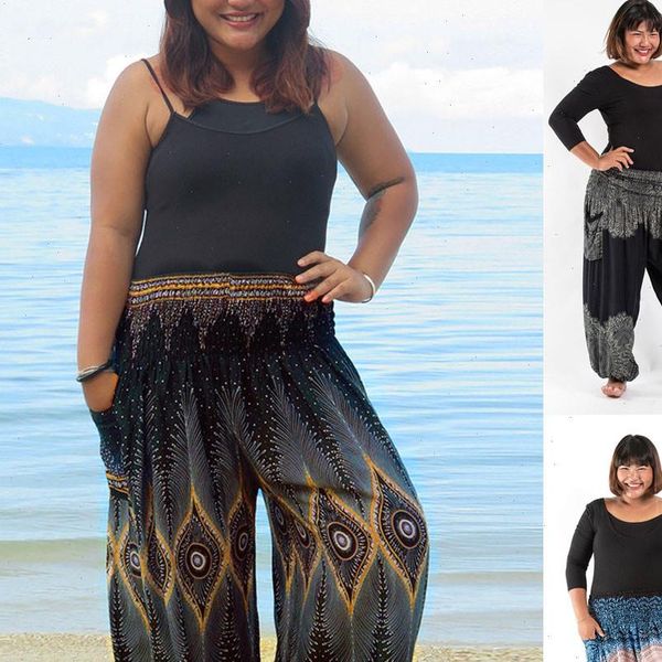 

8 colors womens capris bohemia loose pants women fashion lightweight hippy trousers baggy casual elastic waist size, Black;white