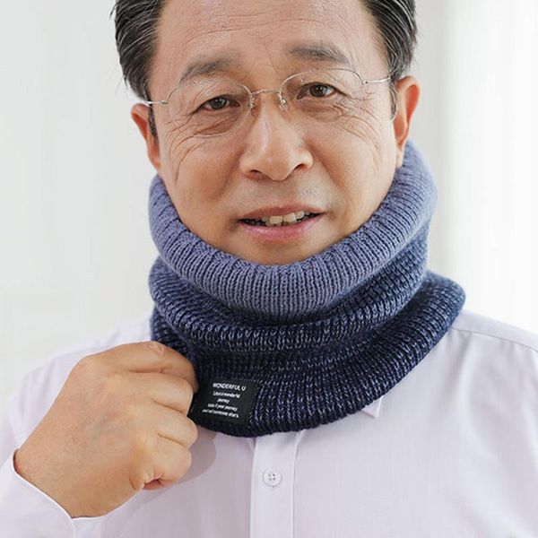 

scarves men's women's warm scarf winter plus velvet thick knit cold hedging bibs pullover fake collar protect cervical spine t10, Blue;gray
