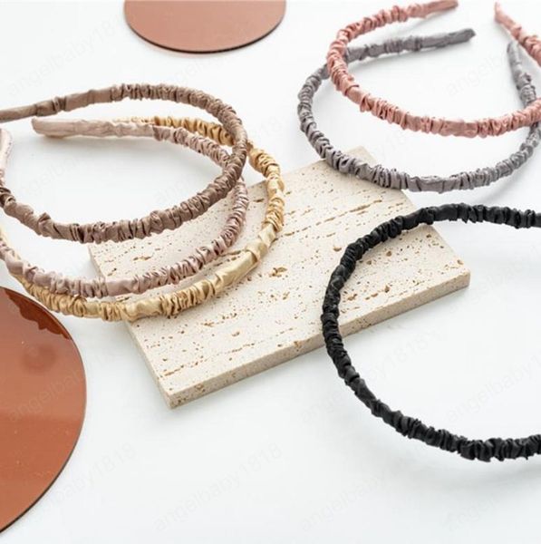 

silky hairbands pleated women head hoops candy color girls hair sticks elegant headband hair accessories 6 colors optional, Slivery;white