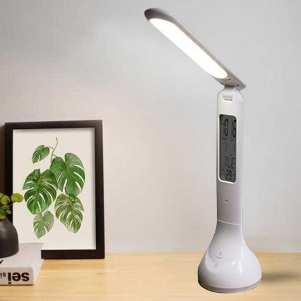 

multifunctional simple eye protection desk lamp foldable rechargeable led student reading bedside table with time lamps