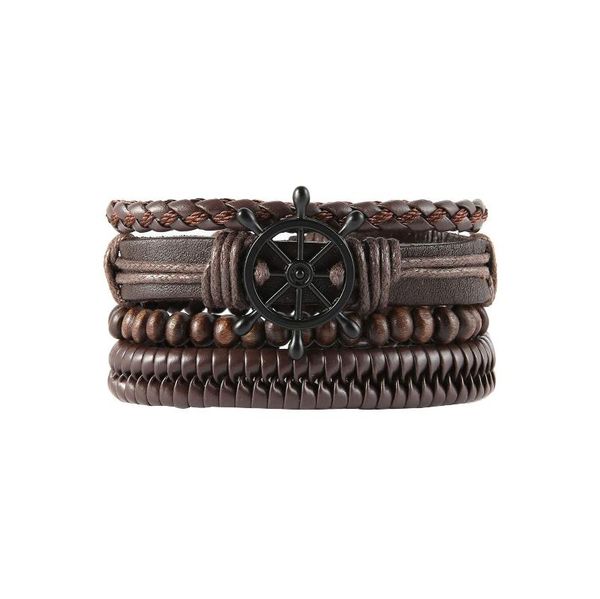 

charm bracelets fashion design diy adjustable multi-layer leather bracelet vintage hand-woven daily jewelry gifts, Golden;silver