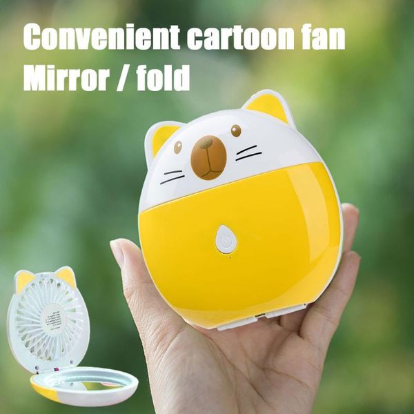 

portable mini cartoon pig fill light makeup mirror fan bright adjustable usb charging portable handheld creative mini fan