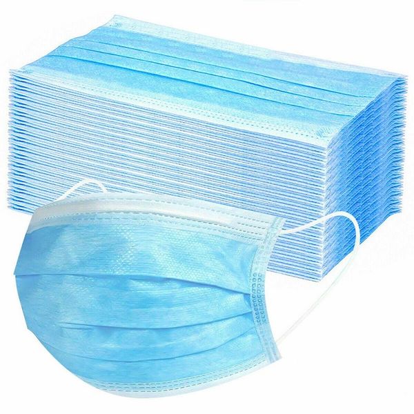 Blaue Einweg-Gesichtsmaske für Damen und Herren, Mundmasken aus Vliesstoff, Hautpflege-Abdeckung, Mascarillas Desechables Masque