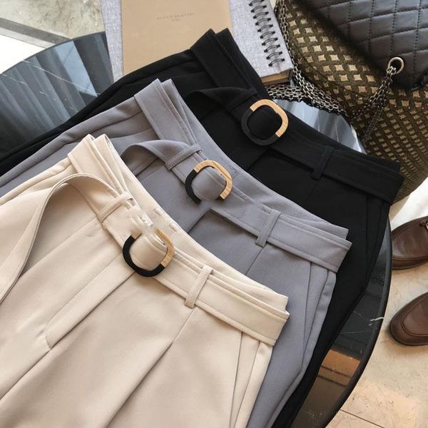 

women's pants & capris y2k autumn sashes black white gray high waist elegant trouser women korean fashion vintage suits streetwear clot