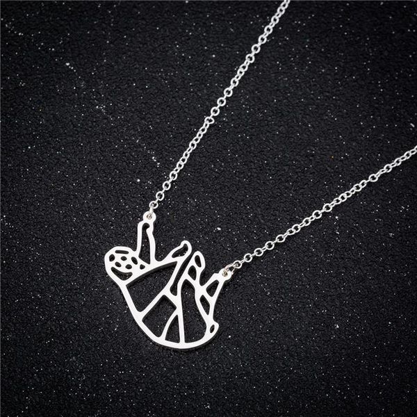 

pendant necklaces geometric origami sloth charm stainless steel necklace cute animal, Silver