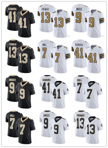

men women new orleans youth saints 9 drew brees 41 alvin kamara 13 michael thomas 7 taysom hill football jerseys bl, Black;red