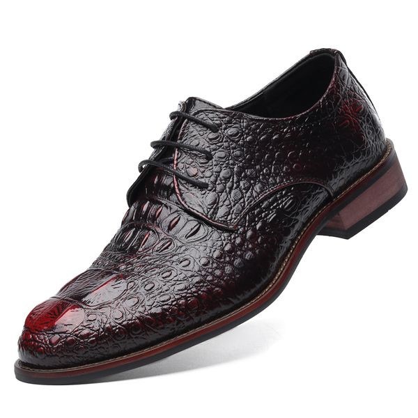 

Mens Dress Alligator Leather Crocodile Shoes Men Casual Derby Pointed Toe Business Oxfords Lace-up Dress Shoes Low Top, Black