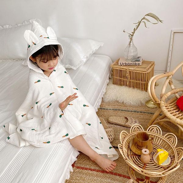 

towel soft cotton children bath cloak kids hooded bathrobe cartoon gauze wearable