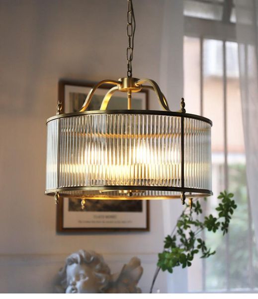 

retro copper chandelier glass living room dining room bedroom study light luxury lamp
