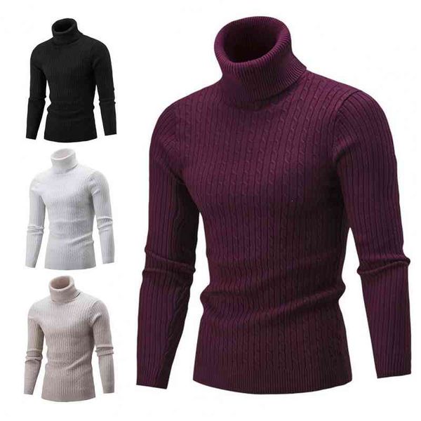 

men's casual slim knitwear s solid color long sve knitted all-matched turtleneck twist men sweater pullover, Black