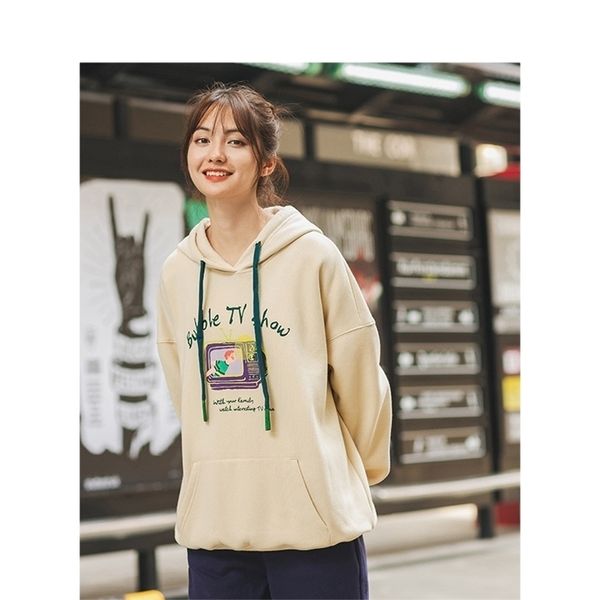 

inman autumn new arrival leisure hooded fashion print dropped shoulder all-match hoodie 201126, Black