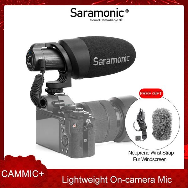 

saramonic cammic/cammic+ lightweight on-camera microphone with integrated mount & indicator for dslr canon nikon cameras