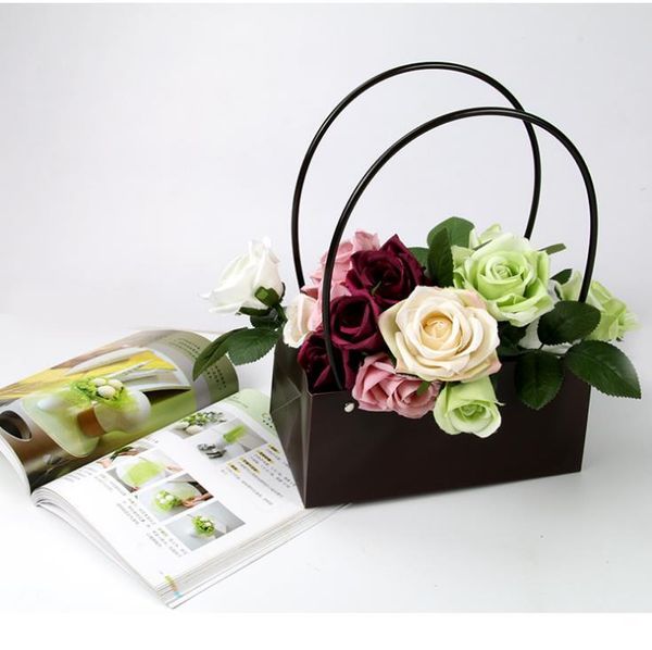 

gift wrap waterproof pvc flower bag basket plastic packaging box wholesale sn3790