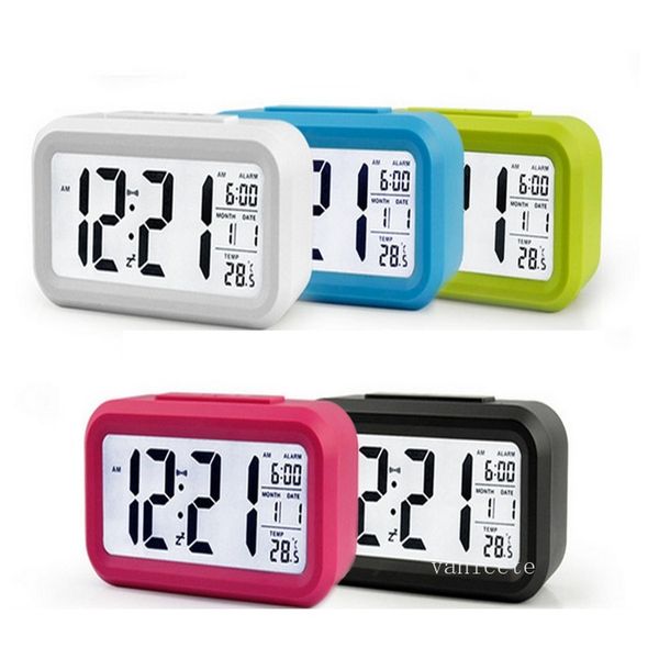 Relógio de mesa Sensor inteligente Nightlight Despertador Digital com Termômetro Temperatura Silent Desk Beedside Acordar Snooze ZC903