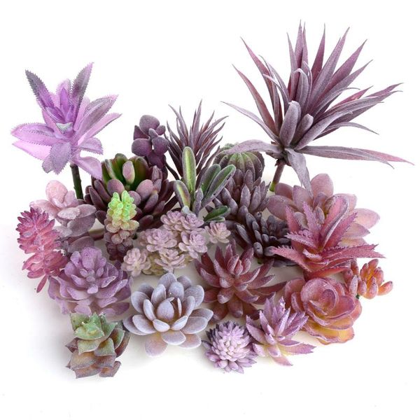 

decorative flowers & wreaths 39styles purple flocking artificial succulents plants home garden decoration diy wall flower arrangement fake