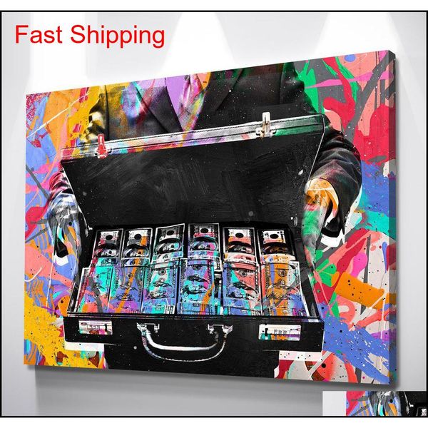 

unframed/alec monopoly "briefcase money",hd canvas print home decor wall art painting qyltxz new_dhbest