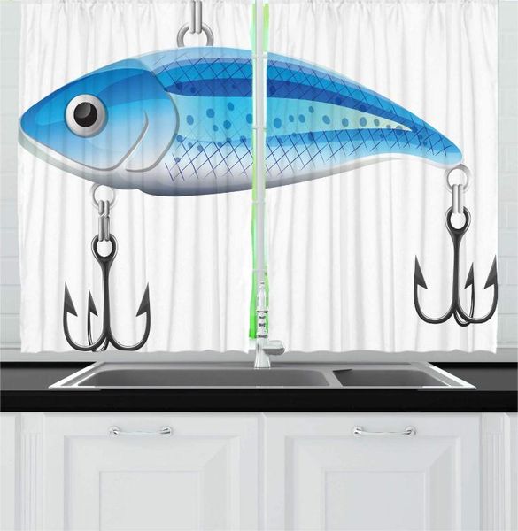 

curtain & drapes fishing kitchen curtains angling elements with artificial fish bait hooks on plain background window for