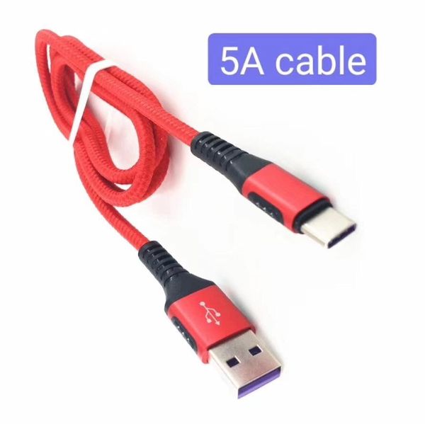 

super 5a fast charging cable aluminum alloy polyester braided for type-c 1m 5a cable