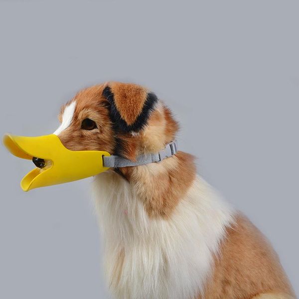 

dog apparel muzzle silicone adjustable mouth for dogs cute duck anti-bite bark