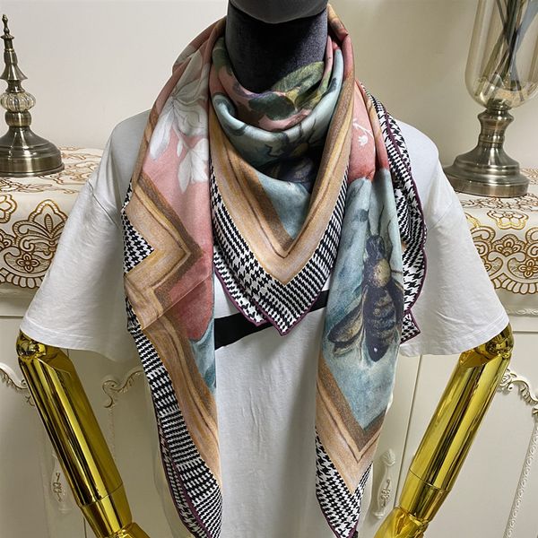 

new style women's square scarf scarves good quality 100% twill silk material pink color pint pattern size 110cm - 110cm, Blue;gray