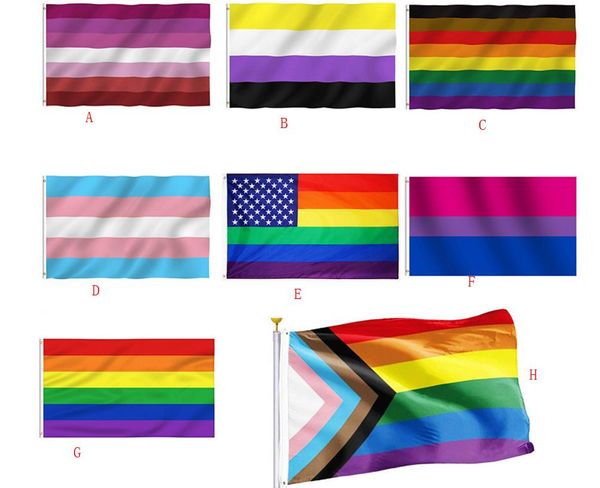 Gay Pride Flags Rainbow Transcens Pansexual Party Flags 5 x 3 FT Полиэстер 8 дизайнов