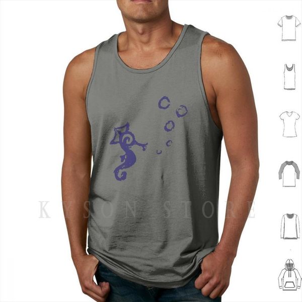 

seahorse tank vest 100% cotton doodle linedrawing pendrawing pattern spiral abstract shape, White;black