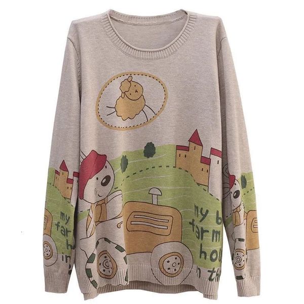 

women's sweaters retro literature and art spring autumn printed wool sweater women's pullover loose bottoming shirt c6bz, White;black