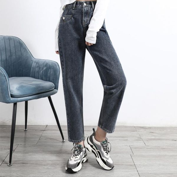 

women's jeans spring autumn baggy women casual comfortable harem pants elastic waist boyfriend denim trousers female clothing, Blue