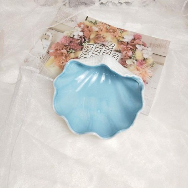 

dishes & plates shell shaped candy nut bowl creative ornament table storage deskdecoration for home el restaurant (blue)