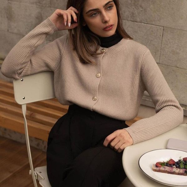 

women's knits & tees cardigan knitted women sweater long sleeve warm sweaters ladies basic sweet jacket casual slim coat female, White