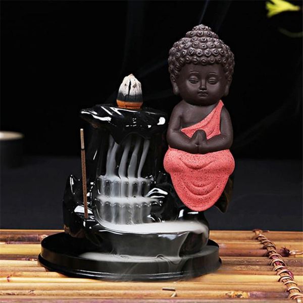 

fragrance lamps little monk backflow incense burner ceramic black creative holder waterfall censer zen home decor crafts