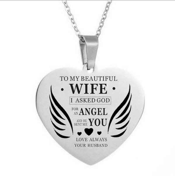 

women's heart shaped pendant to my love girl stainless steel necklace gifts, Silver