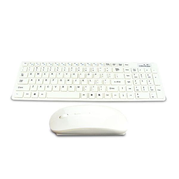 

ultra-thin white 2.4g wireless keyboard and mouse keys ergonomic design comfortable operation of multimedia keys