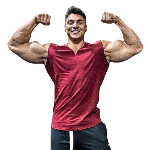 

men' tank brand plain v-neck bodybuilding stringer singlets gym men fitness clothing fashion cotton sleeveless shirt workout vest, White;black