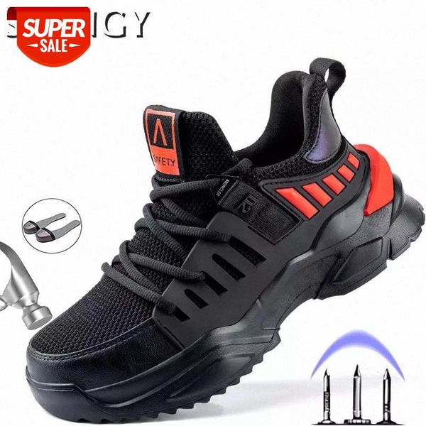 

2020 autumn new men's safety shoes indestructible mesh lace-up work steel toe shoes for men lightweight casual sneakers for male #ij0k