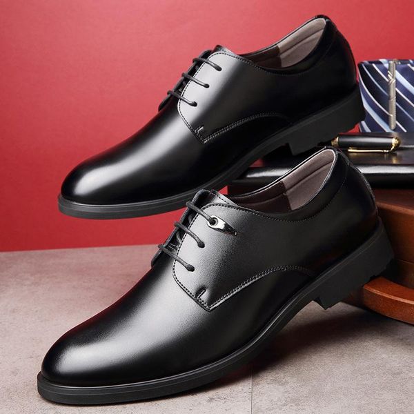 

dress shoes 2021 black lace up leather shoe smale business office wedding mens spring/autumn round toe brogue a108