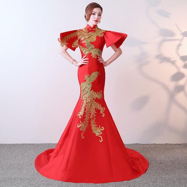 

casual dresses fashion party evening cheongsam oriental dress chinese style women elegant qipao wedding long robe retro vestido s-xxl, Black;gray